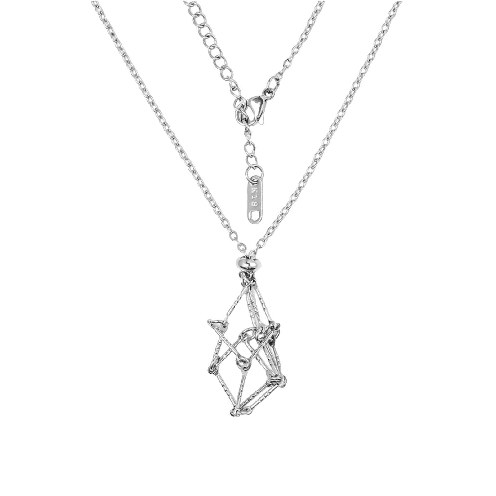 thumbnail image 2 of Crystal Stone Holder Necklace Ajustable Crystal Cage Necklace Ajustable Metal Net Necklace Crystal Stone Chain Mesh Pendant Necklace Punk Style Jewelry Accessories Gifts, 2 of 2